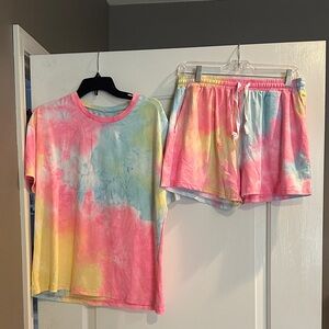 Colorful Tie-Dye T-Shirt and Shorts Set
